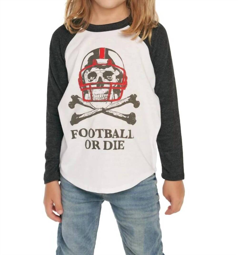 NEW CHASER football or die raglan tee in white / black